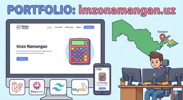 Portfolio: imzonamangan.uz — Laravel 12 va Livewire asosida zamonaviy korporativ veb-sayt